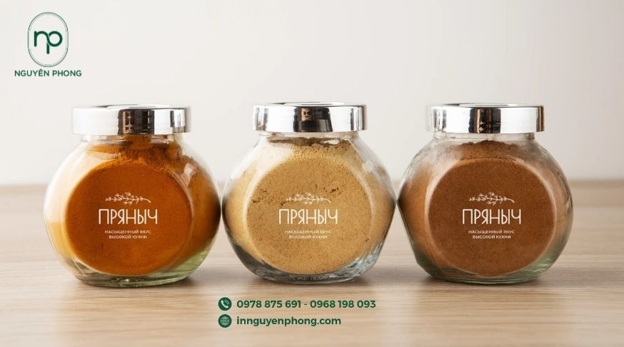 Mẫu tem trong đơn giản dán lọ gia vị